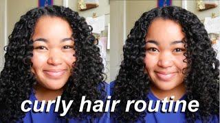 CURLY HAIR ROUTINE  wash day routine for defined bouncy curls