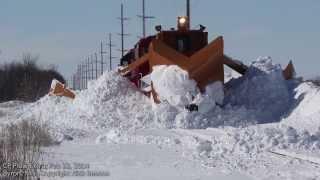 Snowplow Train Clearing Drift with Jordan Spreader in Byron MN