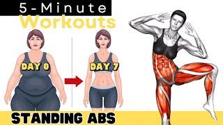 5 Minute STANDING ABS Workout  Lose Your Fupa and Love Handles in 1 Week