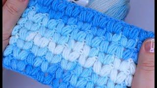 How to crochet V puffs stitch for blanket simple tutorial by marifu6a