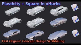 Organic Concept Design Scribbles  New xNURBS Square function in Plasticity beta