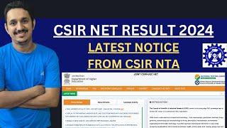 CSIR NET RESULT 2024  CSIR NET FINAL ANSWER KEY  CSIR NET JUNE RESULT  CSIR NTA LATEST NOTICE