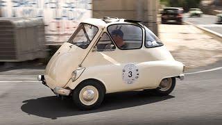 1954 Iso Isetta a 330kg Microcar w a 236cc split-single engine that raced in the Mille Miglia