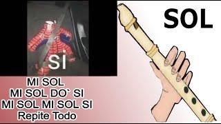Música meme Spider - Man diciendo si flauta dulce fácil tutorial y animación easy flute recorder