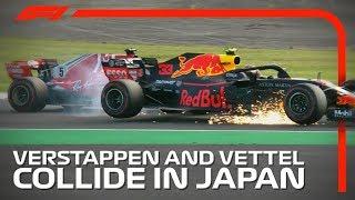 Verstappen And Vettel Collide  2018 Japanese Grand Prix