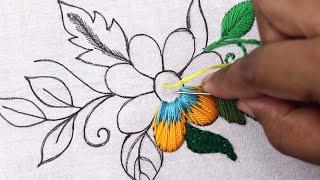 latest hand embroidery tutorial on long and short stitches with color variations flower embroidery