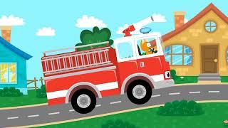 Fire Truck Song  Meow-Meow Kitty Cartoons with cars and animals for kids