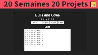 #2 Bulls and Cows en Javascript  20 Semaines 20 Projets  Projet Javascript pour débutants