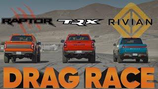 Worlds Fastest Pickups — Rivian R1T vs Ram TRX vs Ford Raptor vs Syclone — Cammisa Drag Race Replay