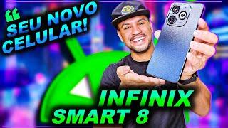 INFINIX SMART 8 - CELULAR COMPLETO BOM CUSTO-BENEFÍCIO POR MENOS DE 1000 REIAS