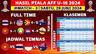Hasil Piala AFF U16 2024 Hari Ini - Thailand vs Malaysia - Klasemen Piala AFF U16 2024 Terbaru