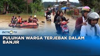 Puluhan Warga Kabupaten Lima Puluh Kota Sumatra Barat Terjebak Dalam Banjir