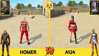 A124 VS HOMER CARECTER FULL ABILITY TEST FREE FIRE  GARENA FREE FIRE