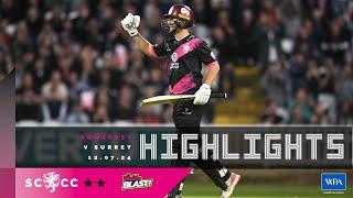 HIGHLIGHTS Somerset chase down 182 against Surrey in the Vitality Blast