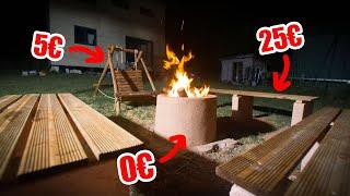 Construire pour pas cher avec la terre et la paille - Firepit Fauteuil et bancs 