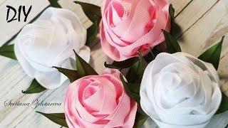 ROSES from RIBBON flowers   DIY  Svetlana Zolotareva