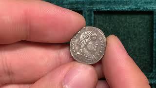 Ancient Roman silver siliqua coin of emperor Valens