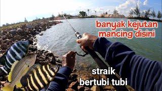 mancing ikan karang pinggiran laut dangkal  mudah dan simpel baru lempar langsung straik