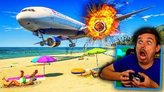 Boeing 777 CRASH LANDING on BEACH in GTA 5 OMG