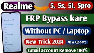 Realme 5 frp bypass without pc 2024  Realme 5 gmail account remove kaise kare  Realme 5 frp Bypass