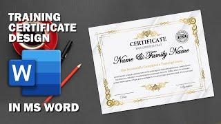 How to Design A Printable Training Certificate in MS Word  Download FREE Template