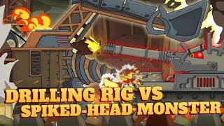 Drilling Rig vs Spiked-Head German Monster - Cartoons about tanks