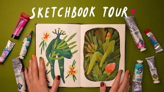 SKETCHBOOK TOUR  mixed media sketchbook pages tempera gouache pencil paintings and drawings 