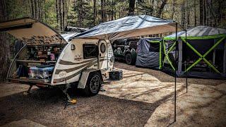 Tiny Camper Primitive Camping in Wisconsin  Nucamp T@G Trailer  in the Northwoods