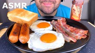 ASMR MUKBANG BREAKFAST FRIED EGGS WITH SAUSAGES BACON & TOAST MUKBANG EATING SOUNDS EATING SHOW