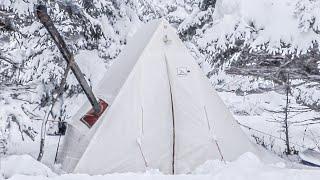 LIVING the GOOD LIFE in a HOT TENT - SNOWSTORM Winter Camping - Plus More