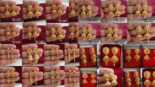 light weight hallmark gold Jhumki earrings designs 2024 with weight & price  new gold jhumki  