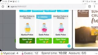 Agar.io getting 16 ExoticMystical potions on mobile phone in 10 minutes no app no hack
