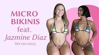 Bunny Blair  Micro Bikinis Try-On Haul Ft. Jazmine Diaz  Cheeky Thong 4K