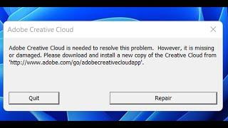 Fix Error Adobe Creative Cloud Is Needed To Resolve This Problem It Is Missing Or Damaged