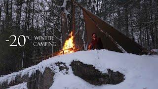 3 Days Solo Winter Camping with a Tarp in the Snow