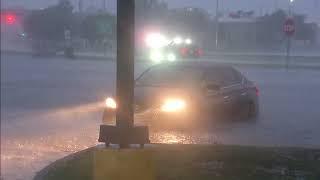 Vehicles stalled out on flooded roads as Hurricane Beryl moves inland