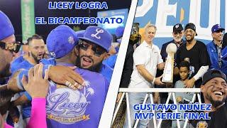 EL LICEY LOGRA BICAMPEONATO QUE PARECÍA IMPOSIBLE  GUSTAVO NÚÑEZ gana el MVP Lesionado.