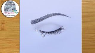 How to draw a tearful eye - step by step   Pencil Sketch for beginners 