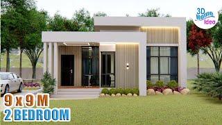 COZY SMALL HOUSE DESIGN  9 x 9 Meters 29.5 by 29.5 ft 2 bedroom Box type House