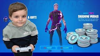 TRUMAnn Buying 100000 Fortnite V-Bucks And Giving His 8 Year Old Kid SHADOW MIDAS Unlocking MIDAS