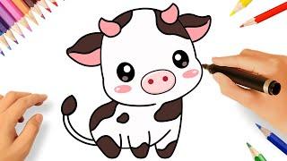 HOW TO DRAW A CUTE COW EASY 