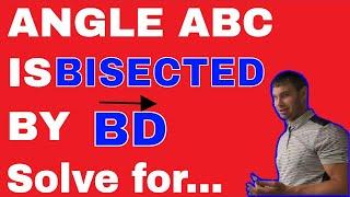 Angle ABC is bisected by BD Find the Following