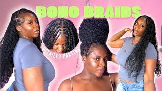 BOHO KNOTLESS BRAIDS TUTORIAL WITH SYNTHETIC HAIR  EASY & DETAILED PARTING  BRAIDING TIPS & HACKS