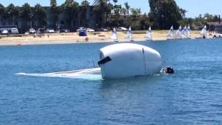 MC Scow capsize practice with mast float and rescue line