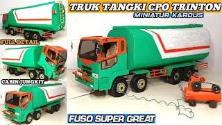 MEMBUAT TRUCK TANGKI CPO FUSO SUPER GREAT TRINTON SUMATERA  MINIATUR TRUK KARDUS