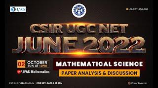 CSIR NET June 2022 Mathematics Paper Discussion  CSIR NET Maths Paper Solution  IFAS Mathematics