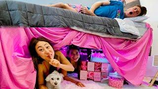 We Built a SECRET Girls Lounge under his BED