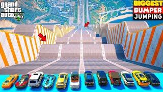 GTA 5 100 INDIAN CARS Vs WORLD LONGEST BUMPER JUMP CHALLENGE  IMPOSSIBLE TRACK GTA 5 MODS