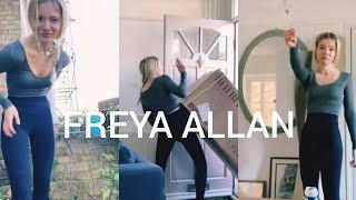 The Witcher Star Freya Allan Channeling Her Inner Ciri Trying To Put A Box In Her House