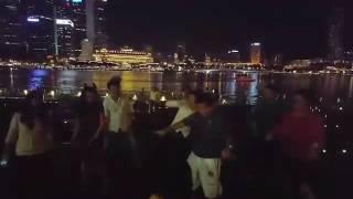 Trumpet dance with friends at Marina Bay